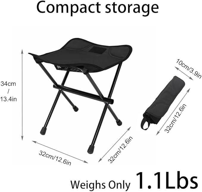 Camping Stool Lightweight Small Folding Chair 13 Inch Portable Folding Stool for Outdoor Walking Hiking Fishing 400 LBS (Stool-Khaki)