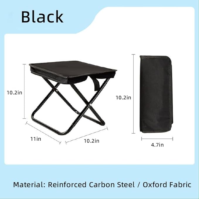 Outdoor Pocket Portable Chair,Lightweight Stool,for Camping,Hiking,Queue,shortbreak Anytime (Black, Medium)