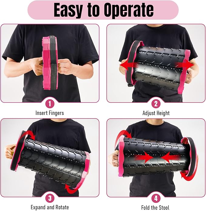 Upgraded Foldable Stool Thickened, Portable Collapsible Stool Retractable Stool for Fishing, Hiking Tours, BBQ, Parties, Outdoor Activities(Pink)