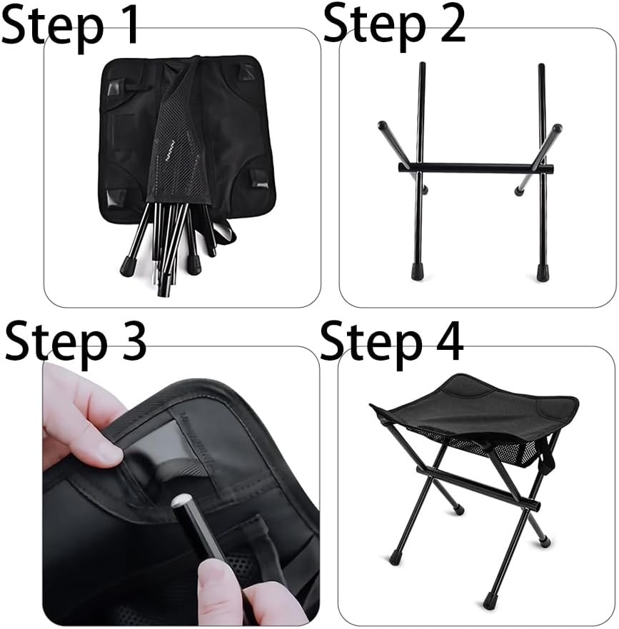 Camping Stool Lightweight Small Folding Chair 13 Inch Portable Folding Stool for Outdoor Walking Hiking Fishing 400 LBS (Stool-Khaki)