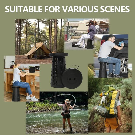 Collapsible Stool Chair, Max 660lb Upgraded Folding Stool, Lightweight, Sturdy, Adjustable, Portable, Foldable Seat Stools for Outdoor Camping Fishing Hiking BBQ