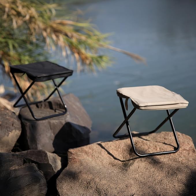 Outdoor Pocket Portable Chair,Lightweight Stool,for Camping,Hiking,Queue,shortbreak Anytime (Black, Medium)