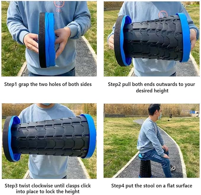 Collapsible Telescoping Portable Stool for Adults, Camping Stools, Upgraded Collapsible Folding Seats with Load Capacity 550lbs (Blue)