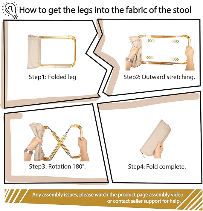 13-inch Lightweight Aluminum Folding Stool - Portable Compact Camping Stool Supports 300lbs, Handbag Style Carry - Ideal for Camping, Fishing, Backpacking, Outdoor, Travel