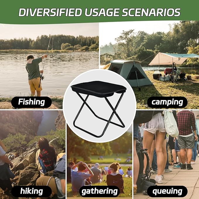 Collapsible Stool, Portable Chair, Lightweight Portable Stool for Adults, Portable Chairs for Adults, Holds Up to 330LBS, Ideal for Camping, Hiking, Outdoors, and Events